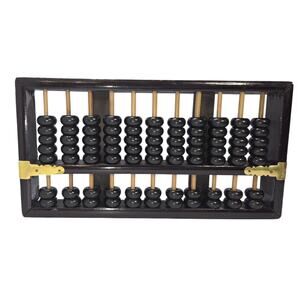 Lotus Flower Brand Chinese Wood Abacus 11 Rods Suanpan Counting Frame Vintage